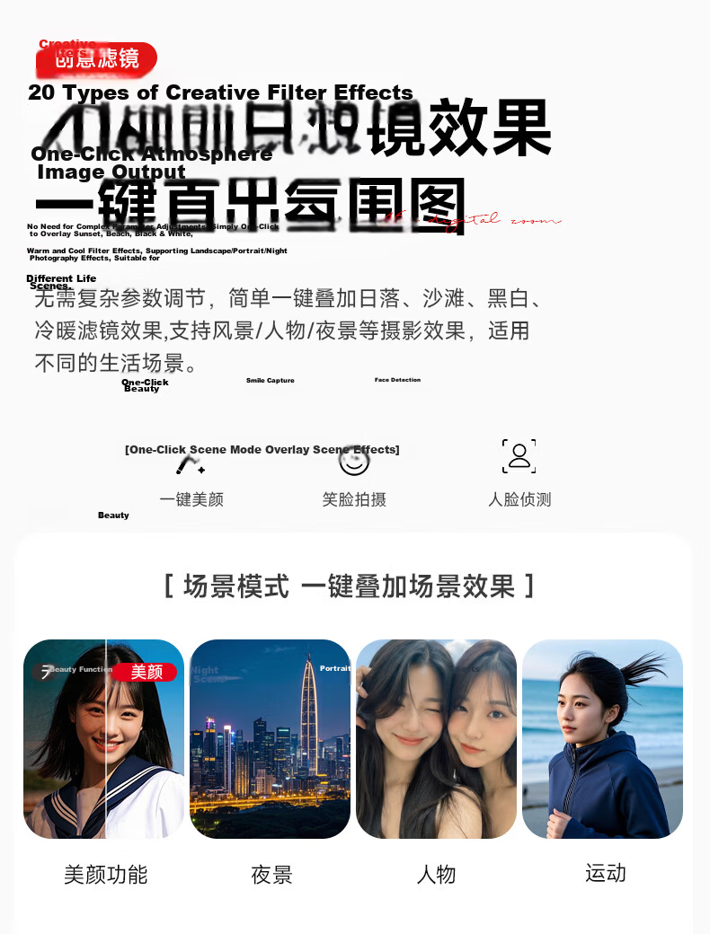 SONGDIAN Digital Camera Front and Rear Dual Cameras 4K HD Mirrorless Vlog Portable Student Entry-Level Camera DC218 White 64GB Memory 4