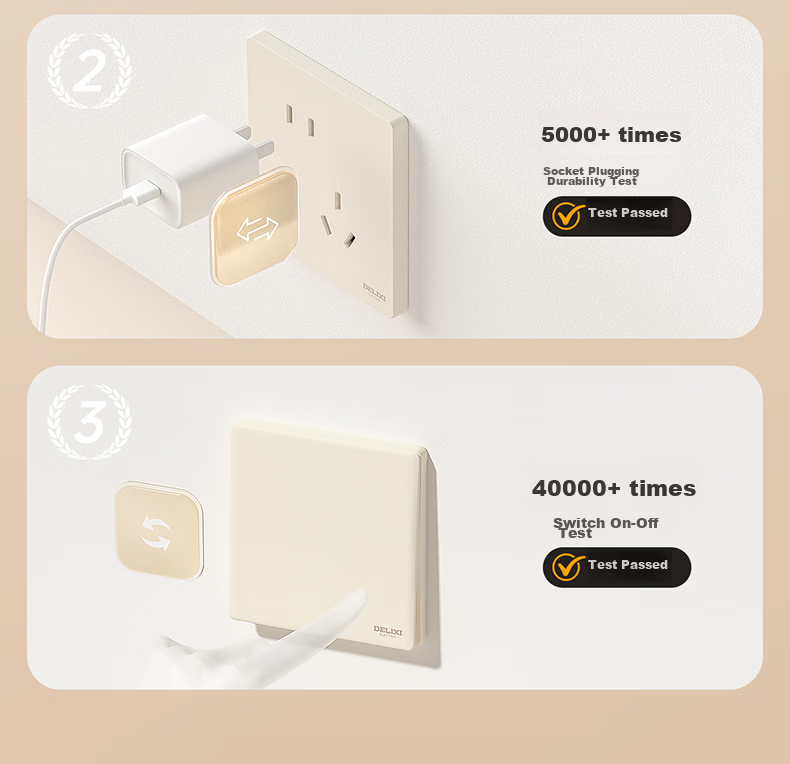 DELIXI CD806 Matte Frosted Cream Style Large Panel Triple Switch Single Control Silver Osmanthus Yellow 17