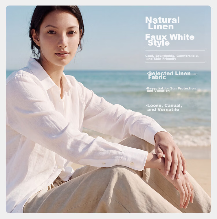 JD Jingzao Linen Shirt Luxury Vintage Style Women's Shirt 2026 New Spring Autumn High-End Long Sleeve Pink XS 4