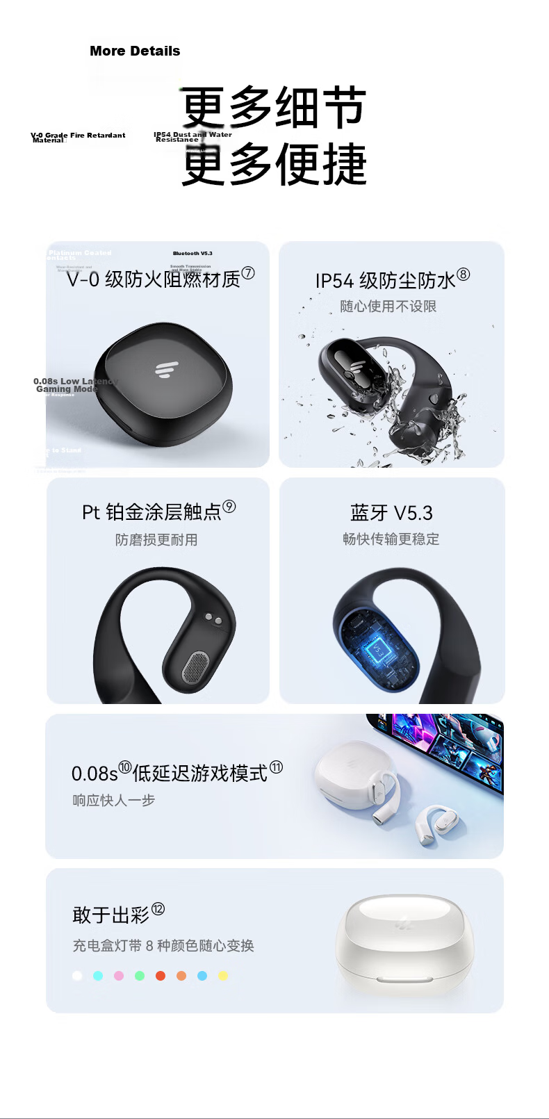 EDIFIER Comfo SE Open True Wireless Bluetooth Earphones Bluetooth V6.1 Non-In-Ear Sports Running Headphones Deep Blue Graduation Gift 18
