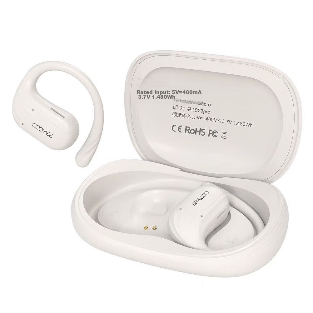 COOYEE OWS Open-Ear Directional Audio Wireless Bluetooth Sports Earphones W5S Off-White