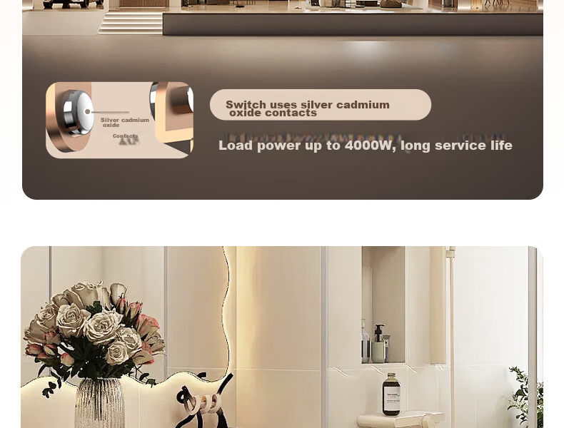 CHNT Switch Socket No-Paint Cream Style Large Panel Socket Faceplate Concealed X1M One-Gang Single-Control Five-Hole 30
