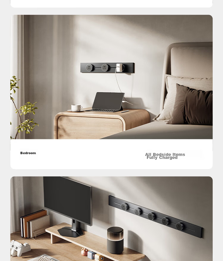 MI Surface-Mounted Slim Track Socket, Compatible with MI Smart Socket, Switch Socket Panel, 75cm Track + 4 Five-Hole Adapter Switches, Frost White 19