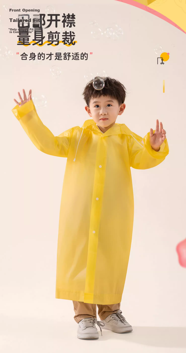BADIGAO Disposable Raincoat Kids One-Piece Full Body Thickened Large Transparent Anti-Rain Portable Backpack Essential for School 8