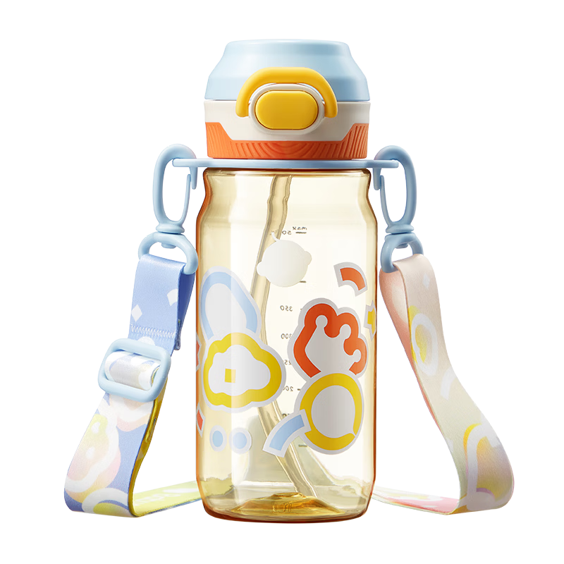 Babycare Children's Water Bottle with Straw Dual-Use 2-in-1 Outdoor Sports Water Bottle for 3+ Years Students PPSU