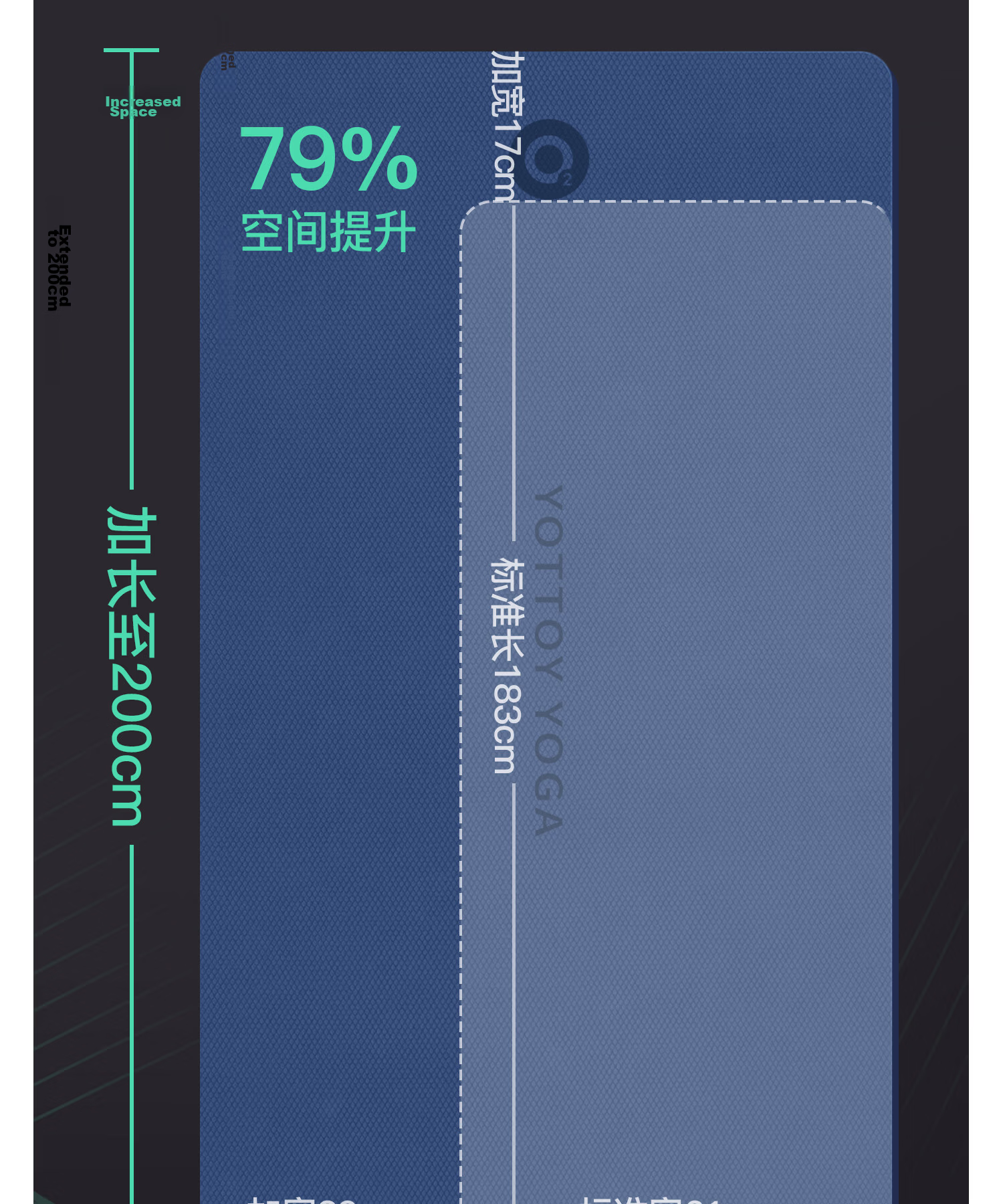 Yottoy Thickened Men's Fitness Mat 2m Extra Wide and Long Non-Slip Wear-Resistant Training Mat 12mm Exercise Floor Mat 6