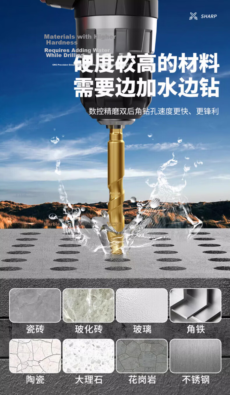 Dedong Four-Blade Cross Drill Tile Drill Bit Concrete Hole Saw High Hardness Tungsten Steel Set of 3 (6mm, 8mm, 10mm) 4