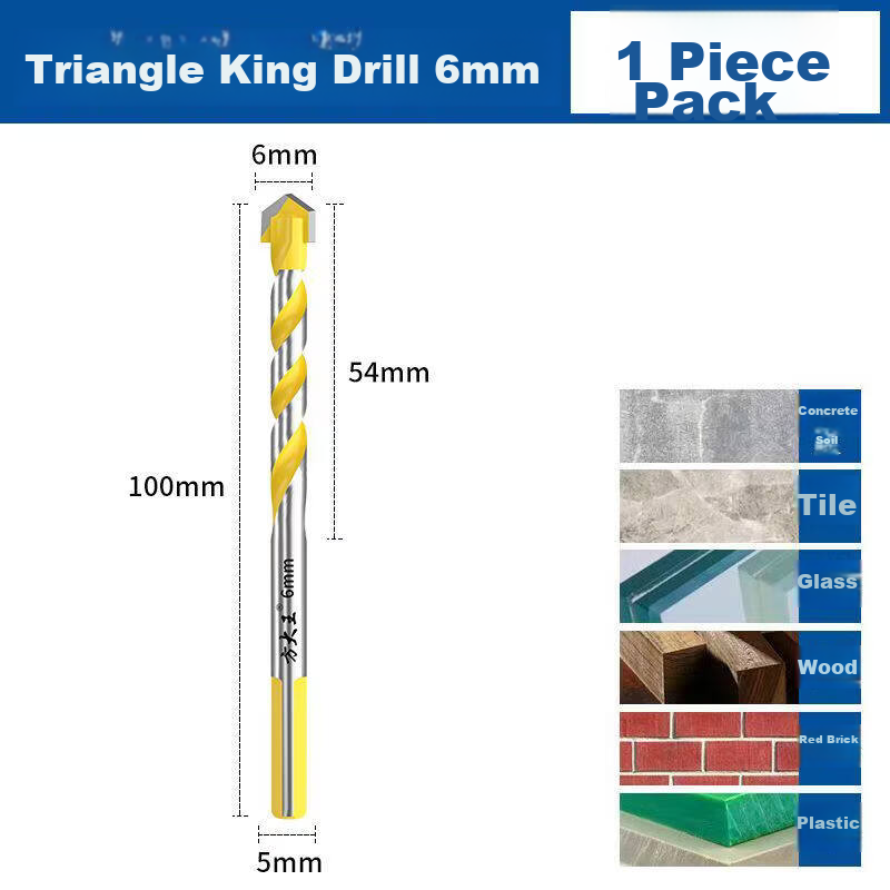 Fang Da Wang Alloy Tungsten Steel King Drill High Hardness Quick Penetration Thickened Tile High-Speed Operation Smooth Chip Removal Higher Efficiency 6mm