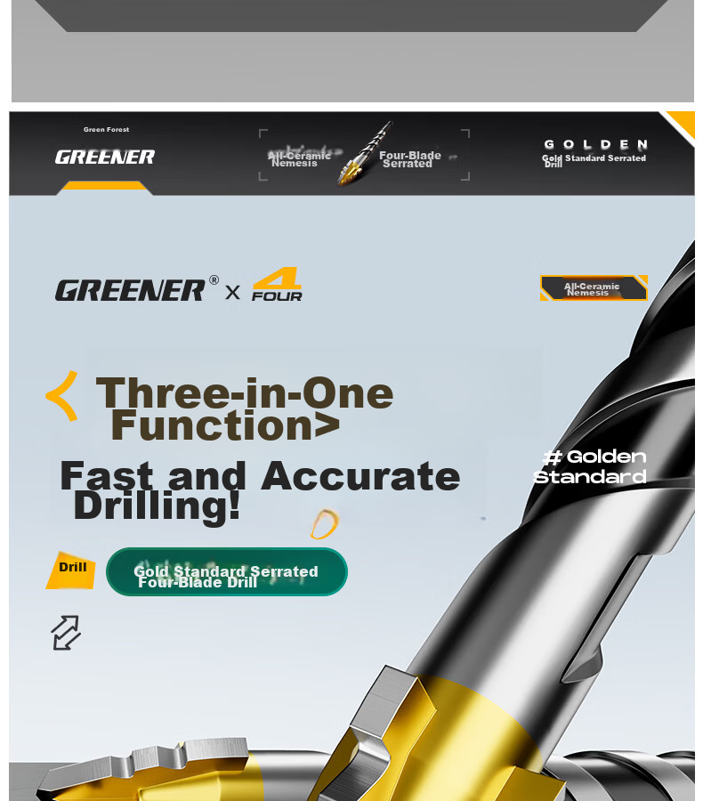 GREENER Gold Standard Serrated Core Drill Bit Set for Tile and Concrete, Ultra-Hard Electric Drill Bits, High Hardness, Sizes 6/8/10/12mm 2
