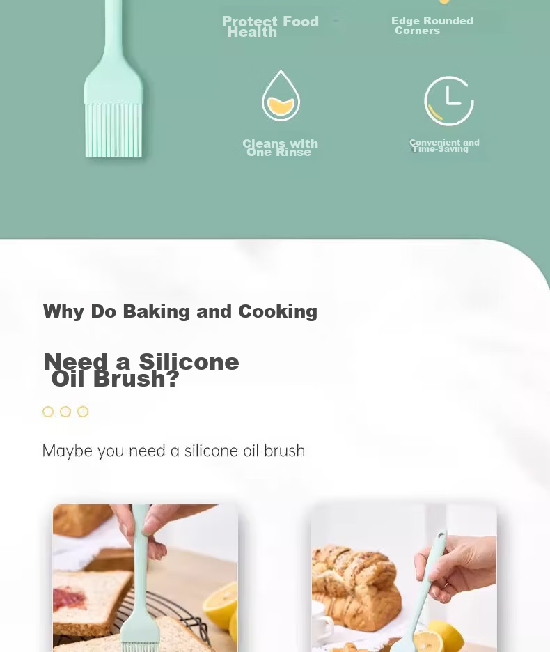 Fangcaodi Silicone Oil Brush High-Temperature Resistant Non-Shedding Kitchen Pancake BBQ Baking Food Grade Small Brush 3