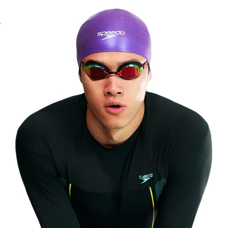 Speedo Racing Swim Cap 3D Smart Fit Professional Training Sharkskin Silicone Waterproof Swim Cap Purple L