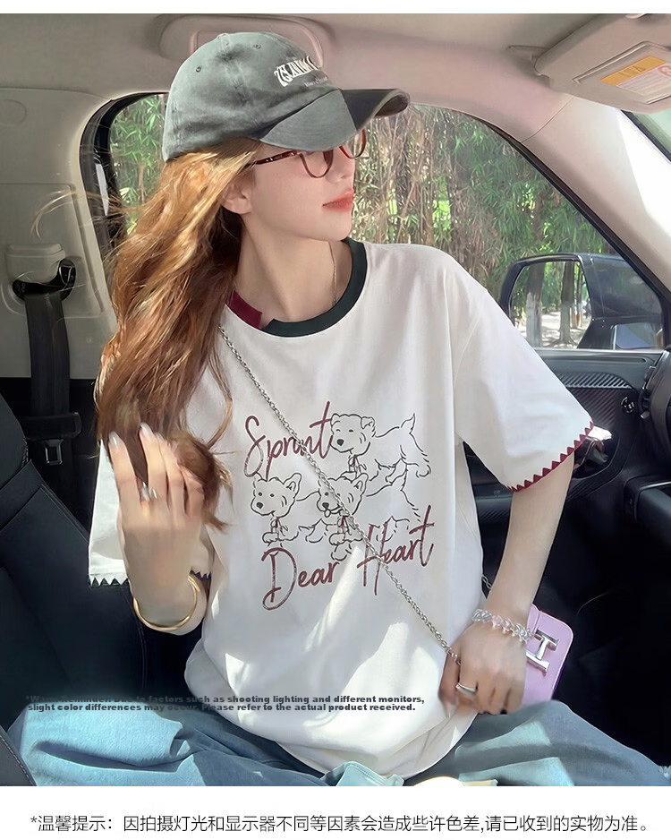 TonLion 2026 Summer Women's Short Sleeve T-Shirt Pure Cotton Youthful Fashionable White Versatile Early Spring Top 4