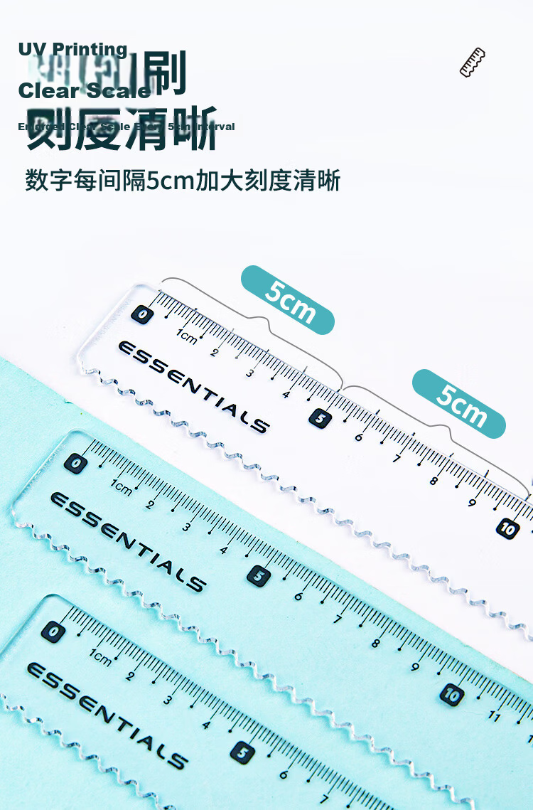 Maped Multifunctional Drawing Wave Ruler Set, 15cm Wave Straight Ruler, 45° Triangle Ruler, 60° Triangle Ruler, 180° Protractor, Study And Exam Ruler Set, 981837CH 3