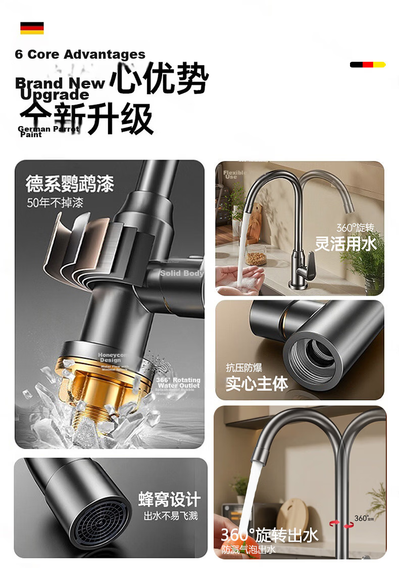 HOMK Seiko Single Cold Kitchen Faucet Stainless Steel Sink Faucet Household Faucet 2