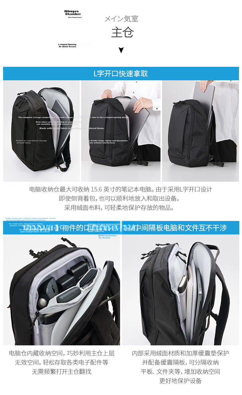 ELECOM MNL City Pack Urban Commuter Backpack High-End Sturdy Business Travel Large Capacity Laptop Bag for Men 19