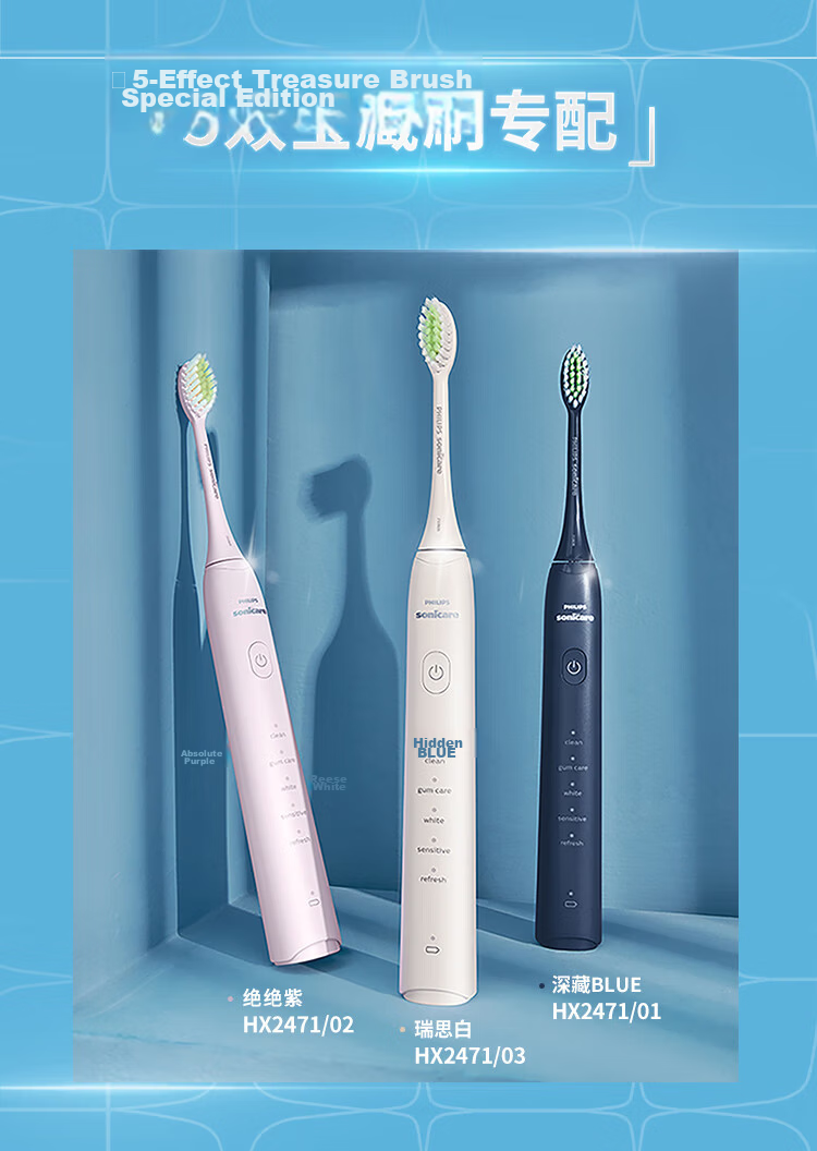 PHILIPS Electric Toothbrush Heads Official Original Compatible with HX24 Series/HX2461/HX2431/HX2471/03 White Handle Cleaning Whitening 3-Pack HX2033/05 5