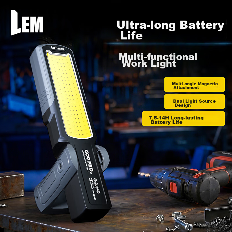 LEM Work Light Automotive Repair Lamp High Brightness Magnetic Rechargeable Emergency Flashlight