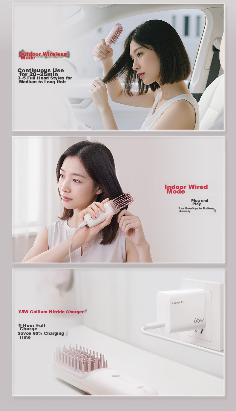 Lucheng [Recommended by Song Yi] Wireless and Wired Dual-Effect 2nd Generation | Thermal Balance Hair Straightening Brush with Negative Ions, Damage-Free High-Volume Hair Clip, Curling Iron, Flat Iron 16