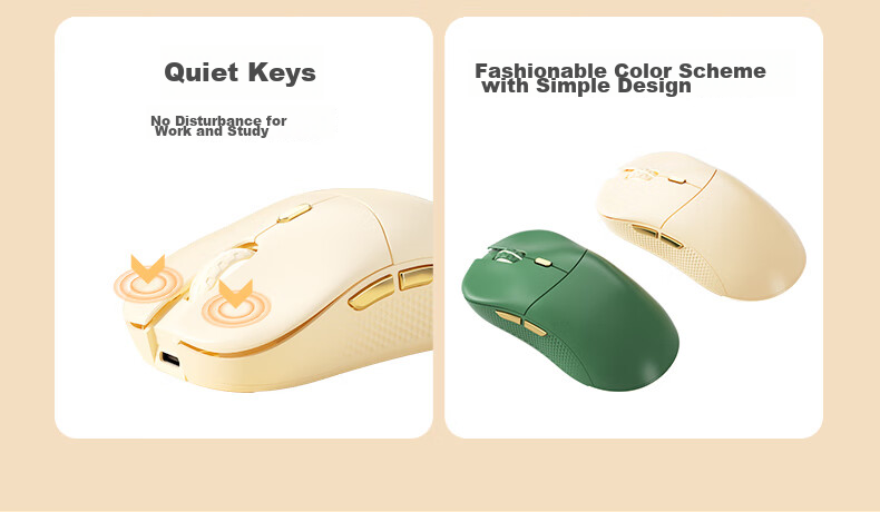 B.O.W Hangshi MD506L Wireless Bluetooth Dual-Mode Ergonomic Backlit Mouse for Desktop Laptop iPad Tablet Phone Office Silent Rechargeable Mouse Milk Tea Color 5