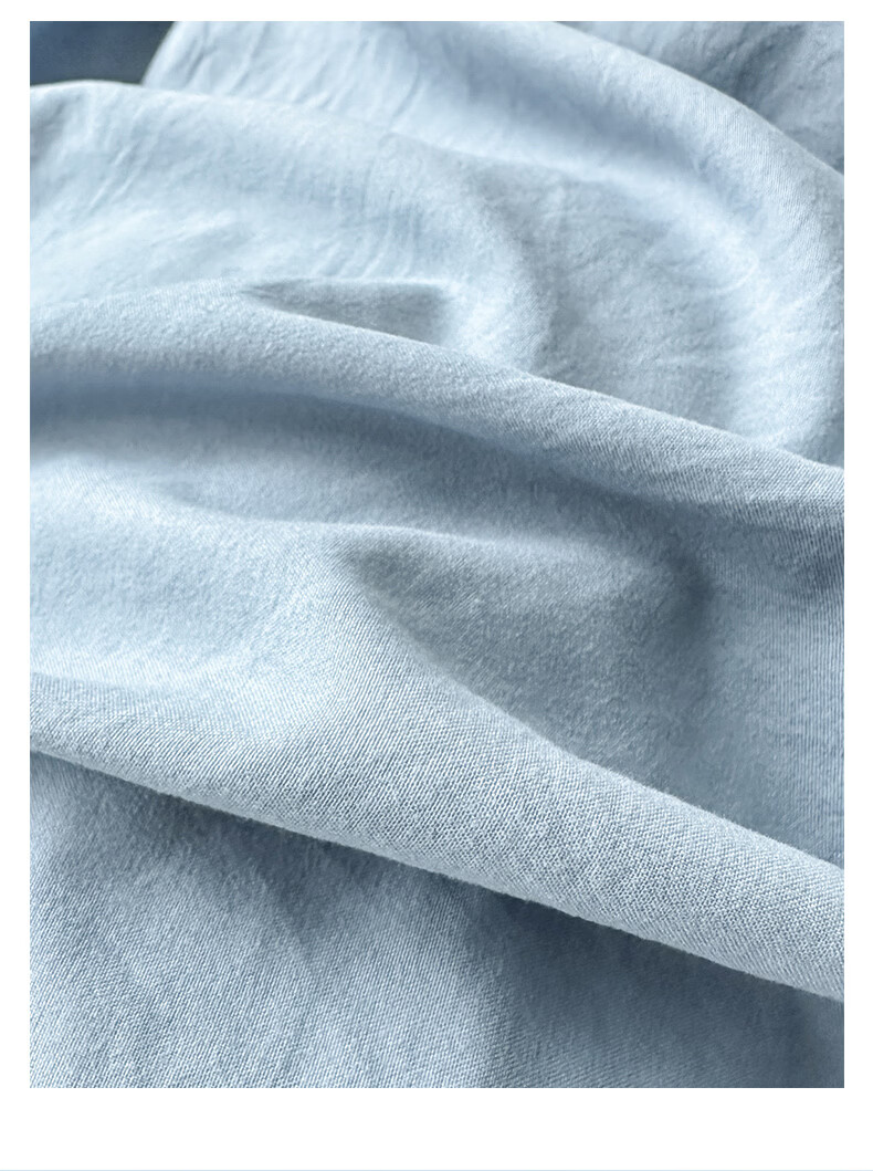 Aiwei 110g Washed Cotton 4-Piece Bedding Set Double Bed Sheet Pillowcases Duvet Cover 200x230cm Misty Blue Gray 8
