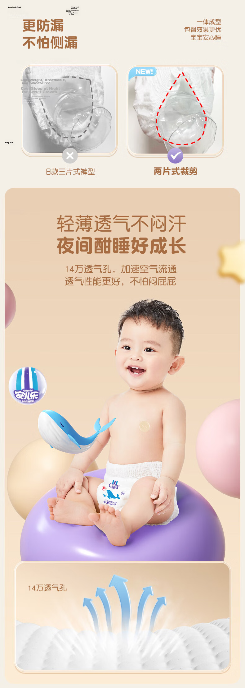 Anerle Magic Absorbent Pull-Up Pants XL40 (12-17kg) Breathable High Absorption Diapers [Night Use Special] 5