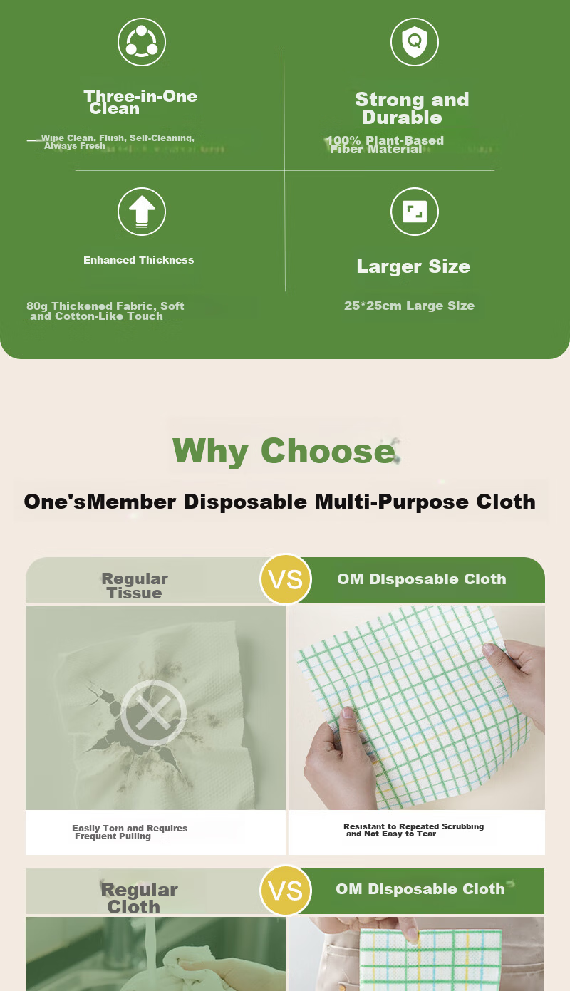 One's Member Disposable Multi-Purpose Cleaning Cloths 40pcs*6 Packs OM Heavy-Duty Large Kitchen Dishwashing Cloths 2