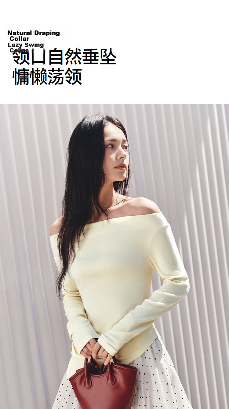 Semir Women's Long Sleeve Crop Top Off-Shoulder Waist Slim Fit Shirt 26 Autumn One-Shoulder Elegant Outerwear 10A526101001 14