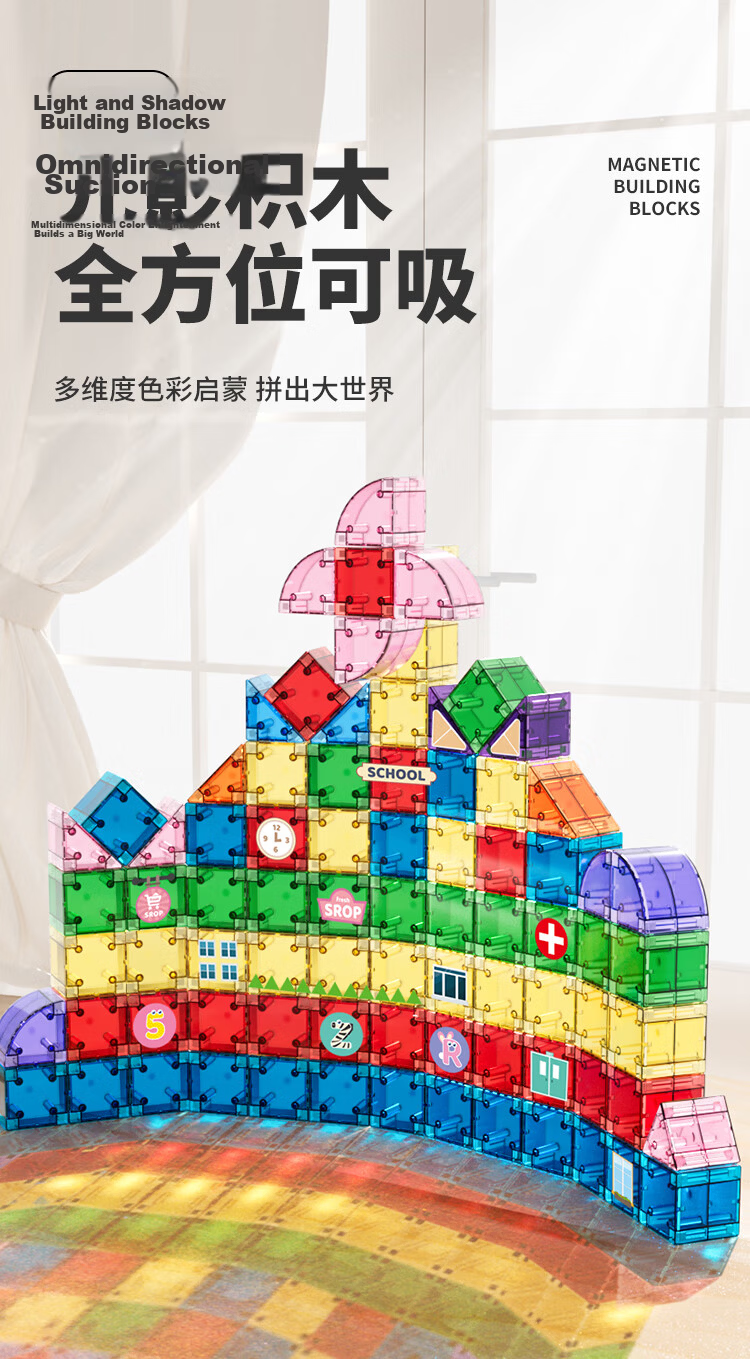 Nukied Children's Magnetic Building Blocks Toy Set, Educational Early Learning 3D Geometric Toy for Boys And Girls with Magnetic Attraction, Birthday Gift 1