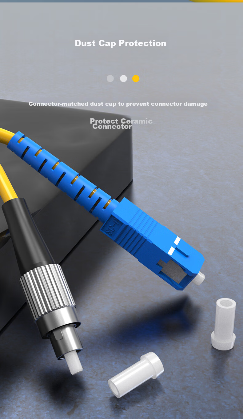 Nokoxin Telecom Grade Single-Mode Single-Core Fiber Optic Patch Cord Home Fiber Extension Cable Optical Transceiver Pigtail Custom Length Support UPC Connector 5m LC-FC 6