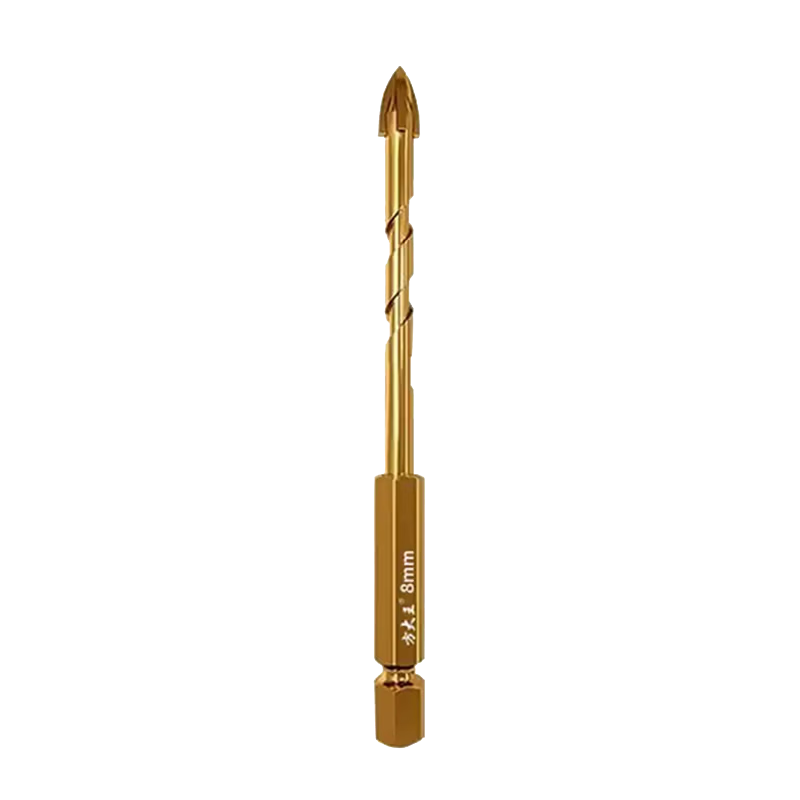 Fang Da Wang Titanium-Coated Four-Blade King Drill Carbide Steel Durable Impact-Resistant Drill Bit 10mm
