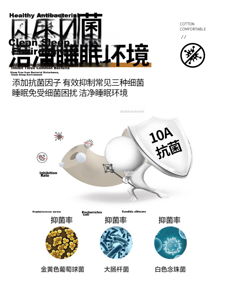 Hongdou Class A Antibacterial Pillow Core 100% Cotton Pillow Adult Sleeping Cervical Pillow 48*74cm Medium Pillow 12