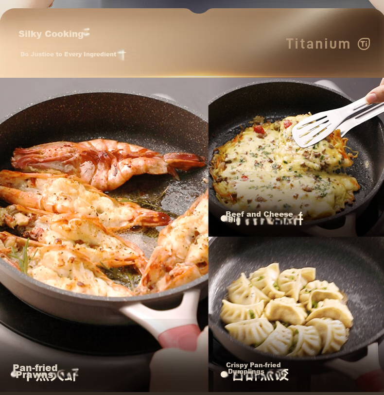 SUPOR Titanium Non-Stick Healthy Frying Pan, Flat Bottom Pan, 26cm, Compatible with Induction And Gas Stoves, Easy to Clean, Low Smoke 12