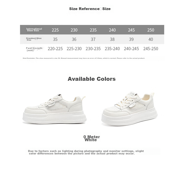 ZHR Women's White Sneakers 2026 Summer New Breathable Mesh Casual Thick Sole Shoes AL33E Off-White Size 38 6