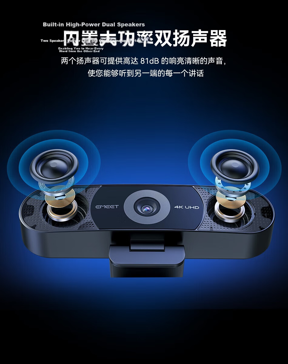 EMEET C980 PRO Ultra HD 4K Webcam with Built-in Microphone and Speaker, Plug-and-Play, All-in-One for Multi-Person Video Calls, Meetings, and Online Classes 3