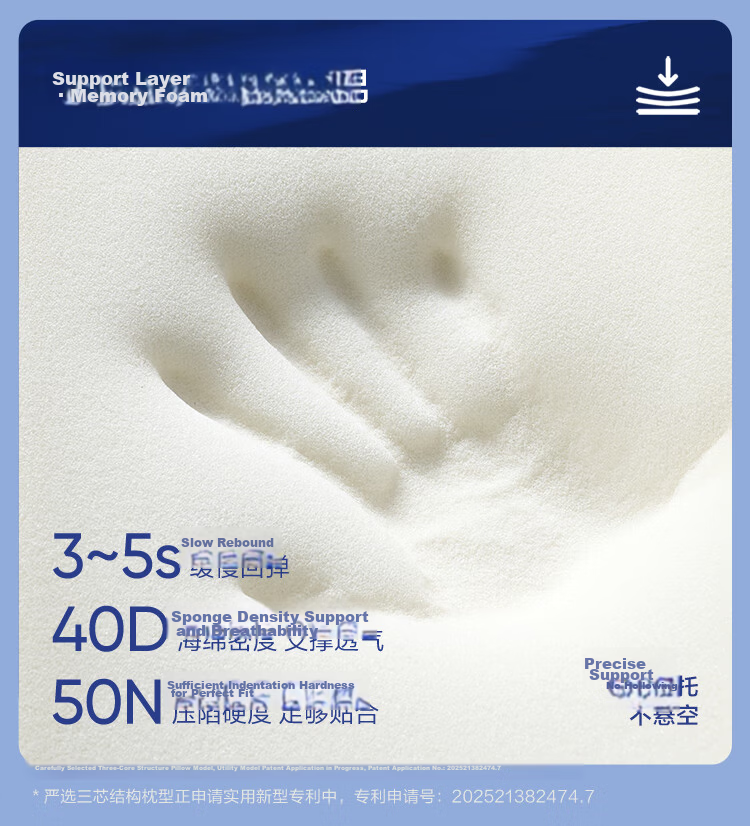 NetEase Yanxuan B03 Blue Stick Deep Sleep Memory Foam Pillow Neck Support Sleep Aid Gift Class A Slow Rebound Antibacterial Pro 60*42*8cm 10
