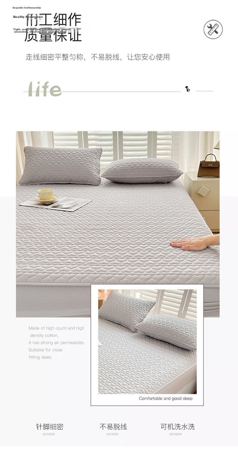 MUJI Class A Quilted Pillowcase with Pillow Core Isolation Layer, Household Anti-Oil and Dirt-Proof Pillowcase, 48x74cm Single Piece 8