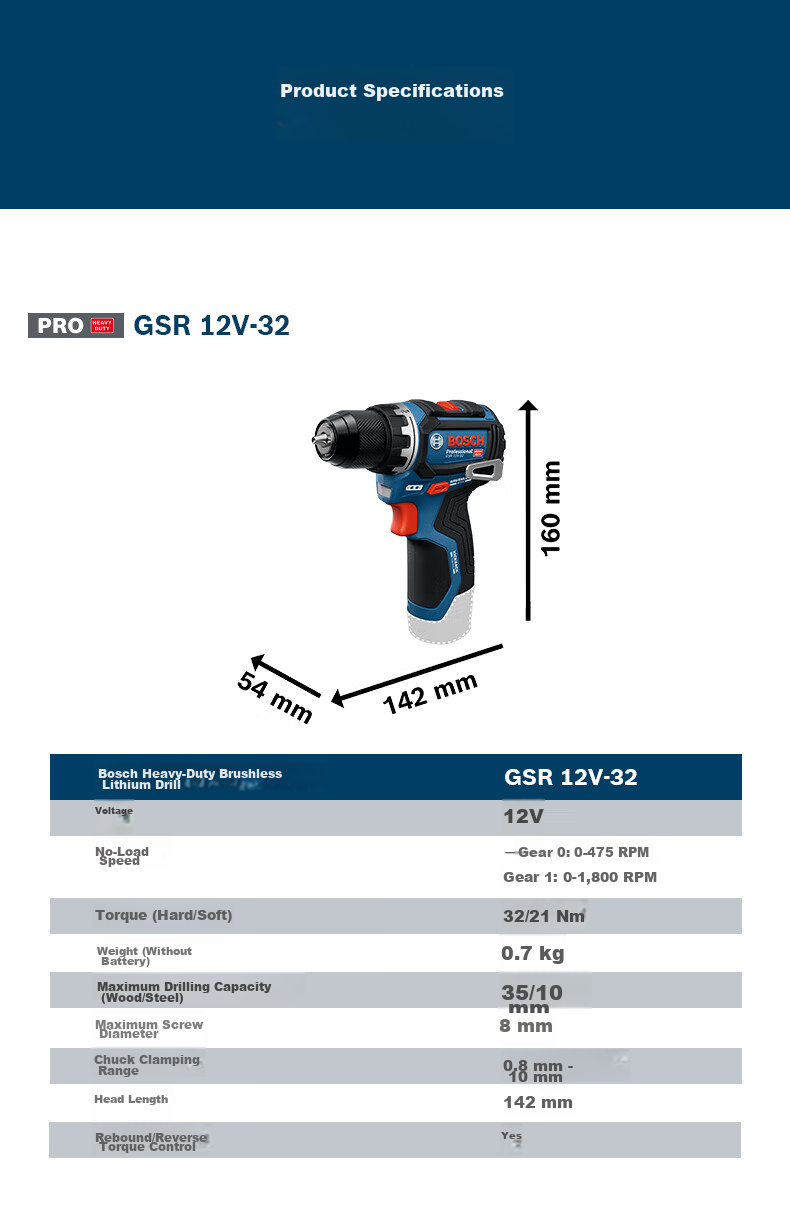BOSCH GSR 12V-32 Cordless Screwdriver Drill Electric Screwdriver Furniture Drilling Installation with Dual Batteries 4