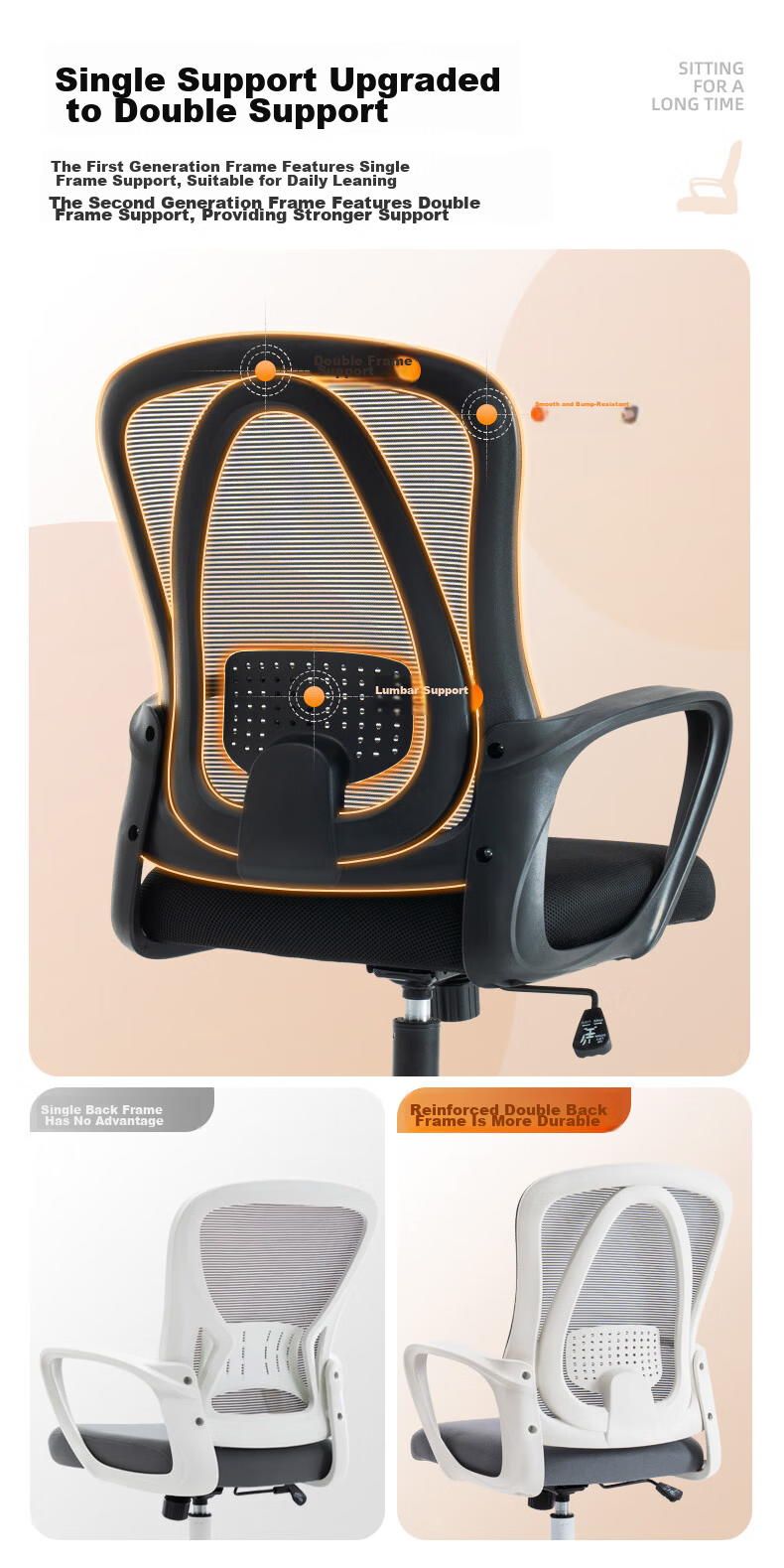 Bolis Computer Chair Office Chair Home Adjustable Study Chair Ergonomic Comfortable Long Sitting Streamer Chair 0898W 6