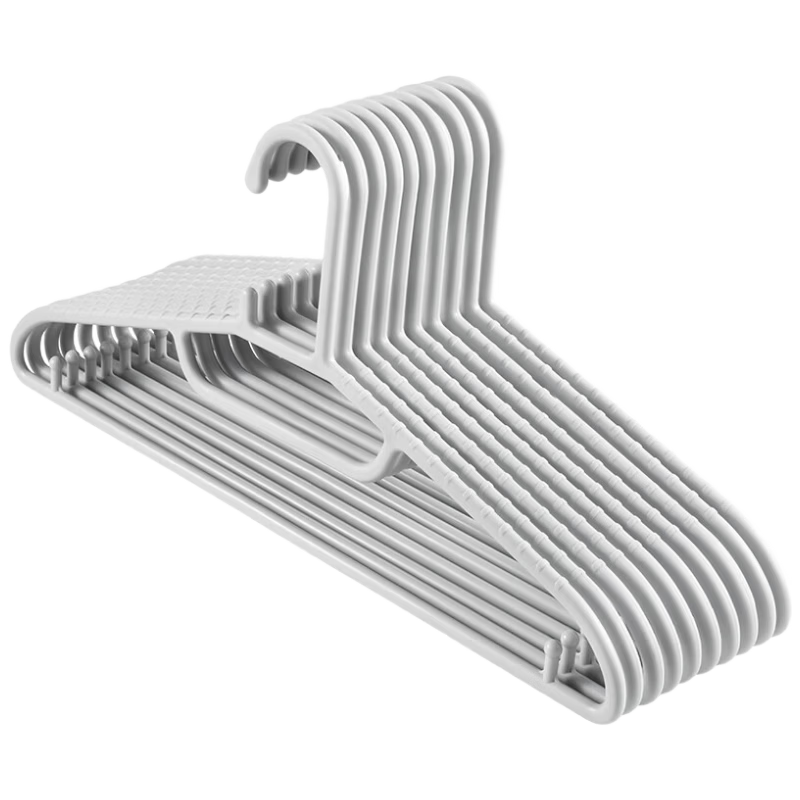 JD Jingzao Ultra Non-Slip Plastic Clothes Hangers, No-Marking Drying Hangers, Home Laundry Rack, 10 White Pieces