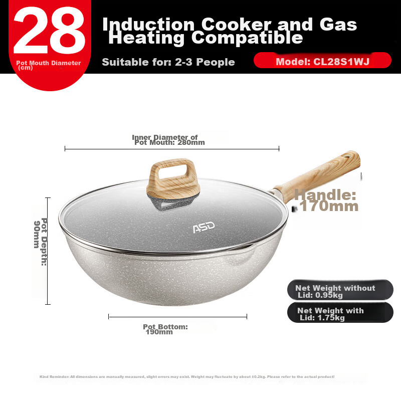ASD 28cm Cast Aluminum Maifan Stone Non-Stick Frying Pan CL28S1WJ