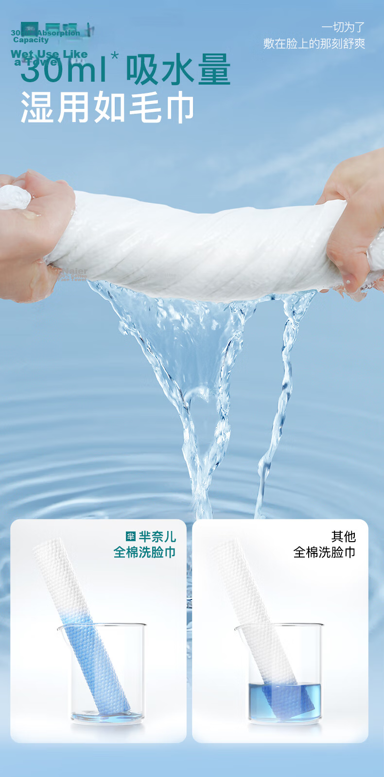 Minai'er Facial Wipes 100% Xinjiang Cotton Pure Cotton Disposable Soft Towels Dry and Wet Use [Trial Pack] 1 Pack 8