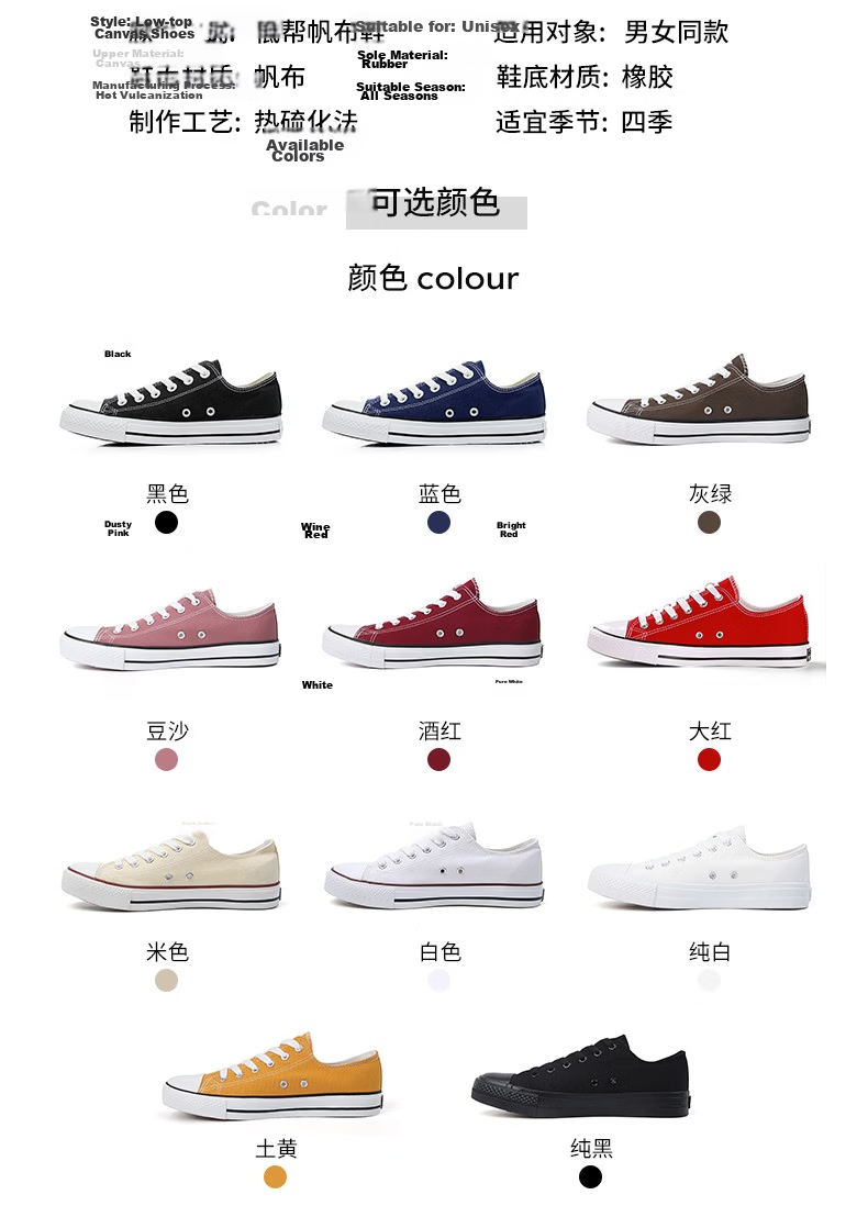 Warrior Official Canvas Shoes Men's Spring Summer Low-top Breathable Classic Couple Sneakers Casual Shoes White Size 44 10
