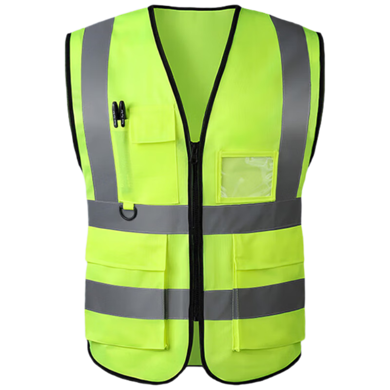 Haosikepu Reflective Vest Construction Warehouse Typhoon Warning Breathable High-Visibility Safety Vest [Same/Next Day Delivery] Fluorescent Green Multi-Pocket Zipper