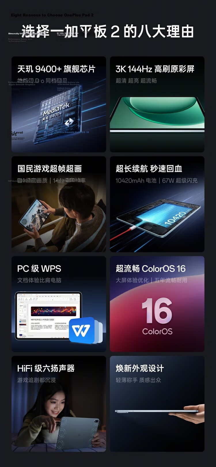 Yijia Tablet, Sold by JD, 12.1-Inch Tablet Computer, Dimensity 9400+ Chip, 3K 144Hz High Refresh Rate Original Color Screen, 16GB + 512GB, Dark Gray, Office And Gaming Tablet 2