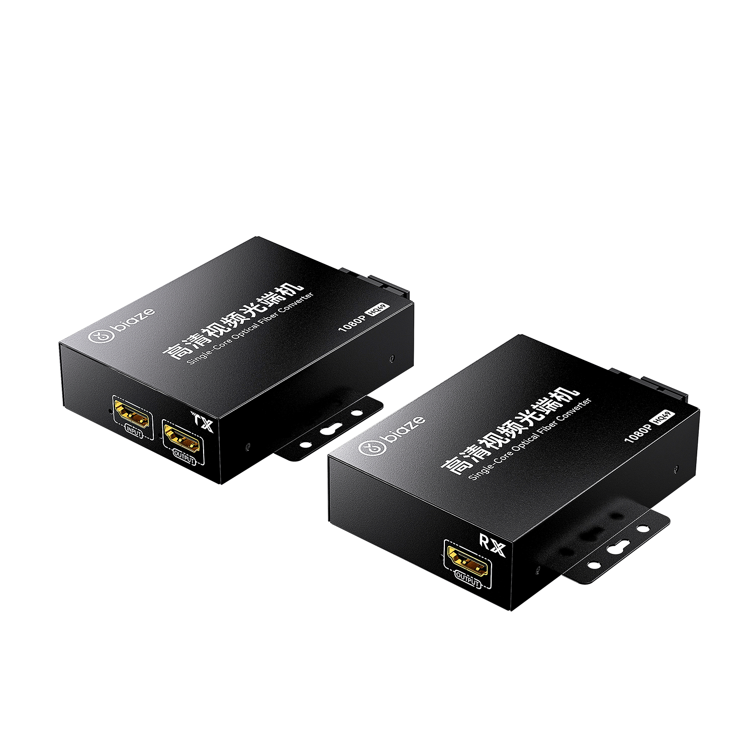 BIAZE HDMI Optical Transmitter and Receiver Kit 20km HD Video Signal Transmission Fiber Optic Transceiver SC Interface HDMI Converter Extender with Loop Out Non-Keyboard Mouse Control TX/RX Pair