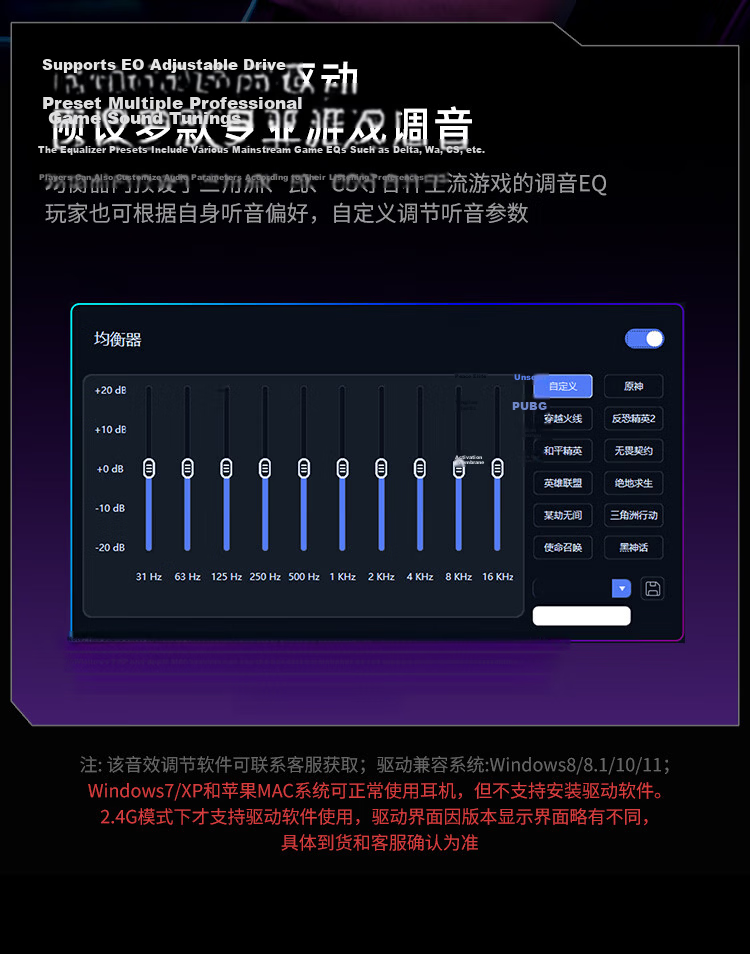 Taidu THS326 Quad-Mode Gaming Headset Bluetooth Wireless Over-Ear 7.1 Ice Cooling Magnetic Ear Cups Wired Esports Delta Operation Fearless FPS Sound Positioning Frostbite Edition 10