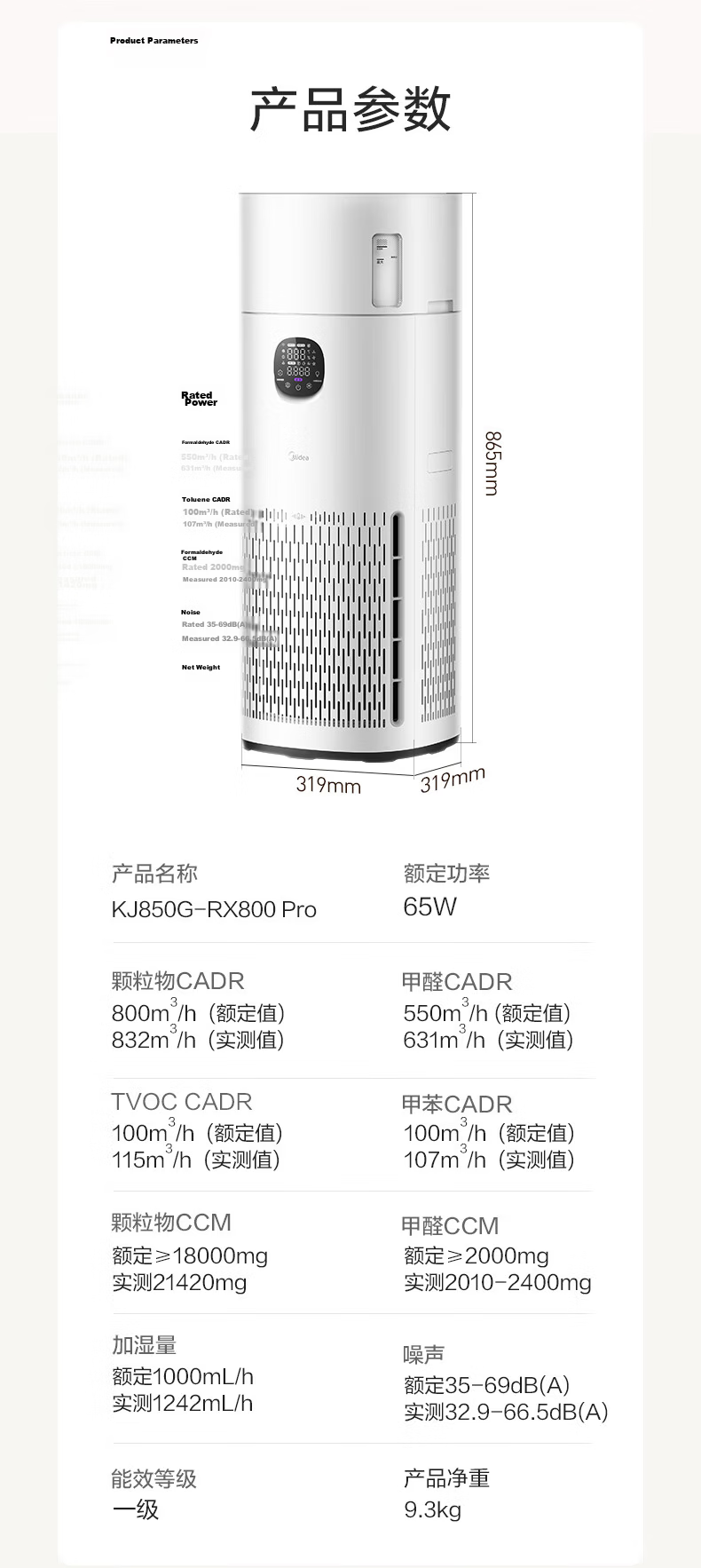 Midea R8 Air Purifier and Humidifier with Formaldehyde Removal, Pollen Filter, Digital Display, Smoke and Odor Removal, Allergy Relief, Pet Hair Filtration for Home Use 25