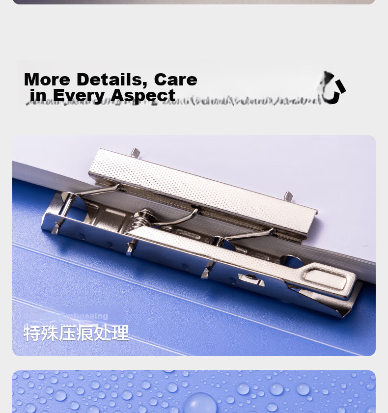Deli A4 Metal Long Clip Binder + Sheet Protectors, Large Capacity Exam Paper Folder, Poetry Recitation Contract Clipboard, Study And Office Supplies, 5308ES Blue 12