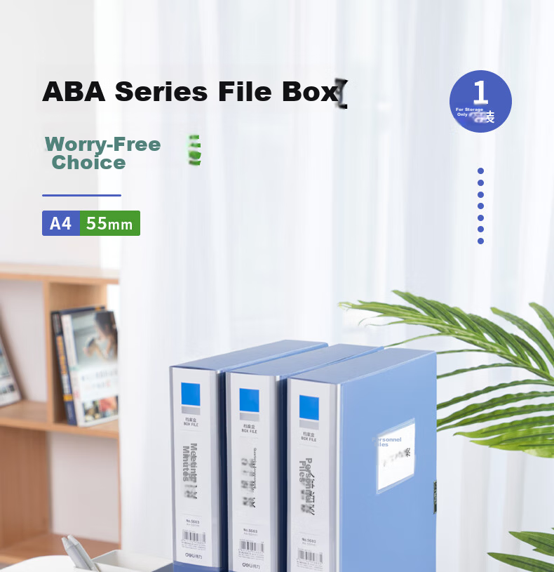 Deli 1 Piece 35mm A4 Plastic File Box, Thick Document Box for Files, Financial Records, Exam Storage 5682 1