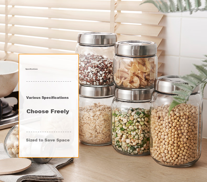 LONGSTAR Food Grade Glass Airtight Jar Tea Coffee Bean Storage Pickled Tangerine Peel White Sugar Container 800ml*2 8